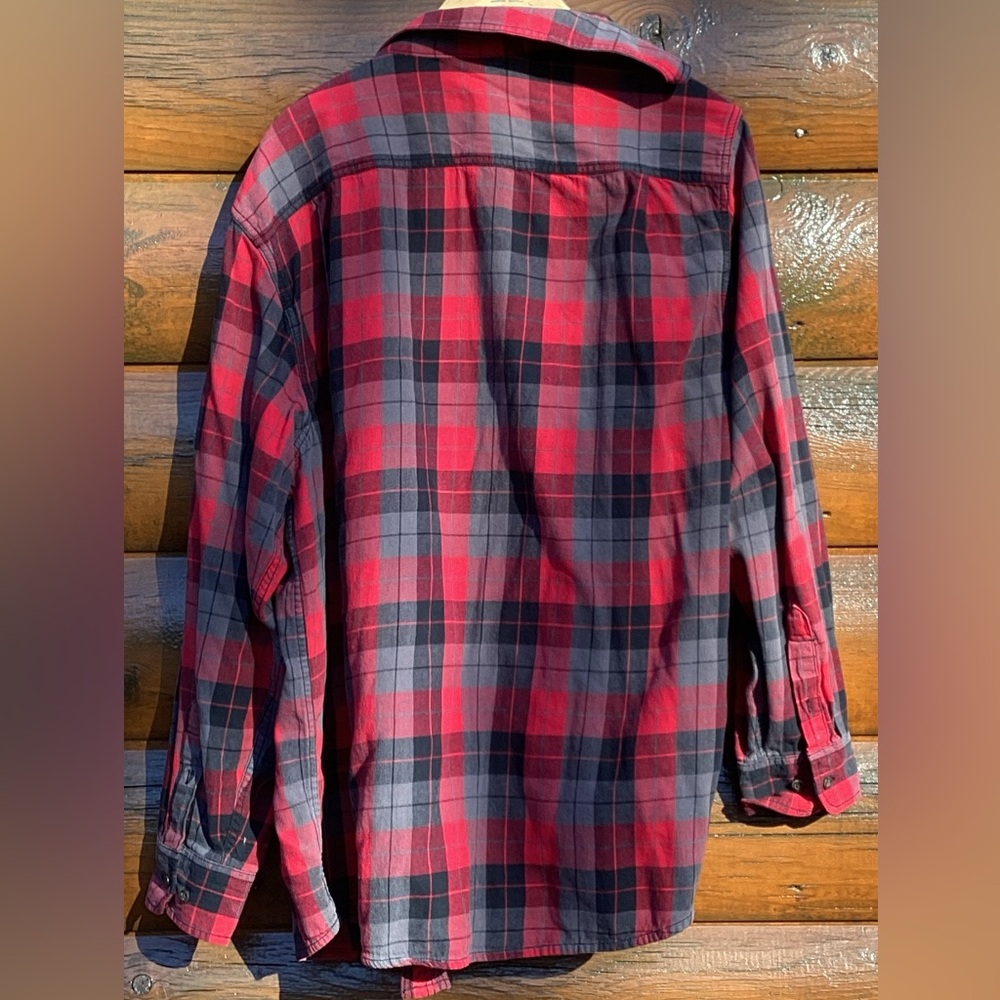 🫎 RED GRAY & BLACK Mens Shirt Button Down EPLVC Plaid Size XL UniSex ⚠️ - Picture 2 of 16